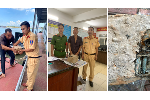 Trạm Cảnh sát đường thuỷ Máy Chỉ vận động người dân giao nộp hộp đựng đạn hơn 11 kg